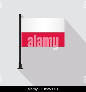 Flat Poland Rectangle Flag Pole In Official Colors, vector editable design, can be used for business or presentation design. Stock Vector