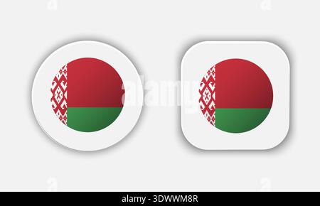 Belarus Rounded National Flag Button Icon, vector editable design, can be used for business or presentation design. Stock Vector