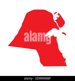 Abstract Red Kuwait Simple Map, vector editable design, can be used for business or presentation design. Stock Vector