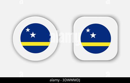 Curacao Rounded National Flag Button Icon, vector editable design, can be used for business or presentation design. Stock Vector