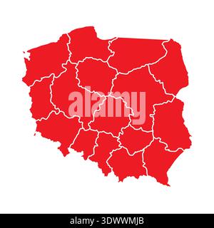 Abstract Red Poland Map With Cities, vector editable design, can be used for business or presentation design. Stock Vector