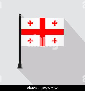 Flat Georgia Rectangle Flag Pole In Official Colors, vector editable design, can be used for business or presentation design. Stock Vector