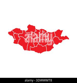 Abstract Red Mongolia Map With Cities, vector editable design, can be used for business or presentation design. Stock Vector