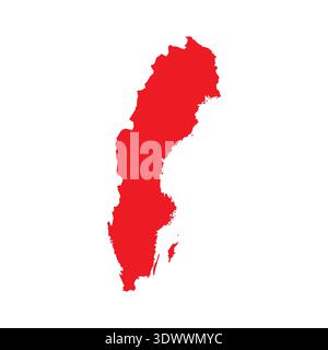 Abstract Red Sweden Simple Map, vector editable design, can be used for business or presentation design. Stock Vector
