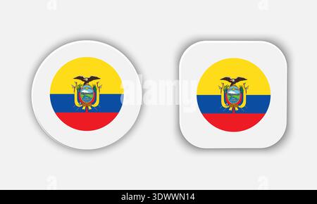 Ecuador Rounded National Flag Button Icon, vector editable design, can be used for business or presentation design. Stock Vector