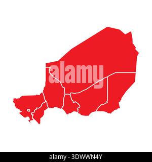 Abstract Red Niger Map With Cities, vector editable design, can be used for business or presentation design. Stock Vector