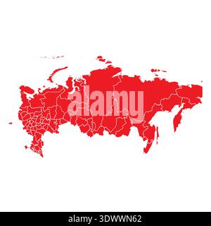 Abstract Red Russia Map With Cities, vector editable design, can be used for business or presentation design. Stock Vector