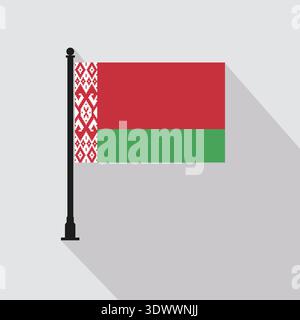 Flat Belarus Rectangle Flag Pole In Official Colors, vector editable design, can be used for business or presentation design. Stock Vector