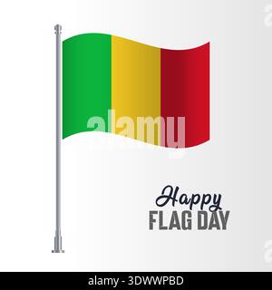 Mali Flag Pole Vector Illustration Wavy Flag Pole Happy Flag Day, vector editable design, can be used for business or presentation design. Stock Vector
