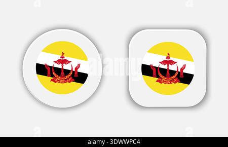 Brunei Rounded National Flag Button Icon, vector editable design, can be used for business or presentation design. Stock Vector