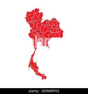 Abstract Red Thailand Map With Cities, vector editable design, can be used for business or presentation design. Stock Vector