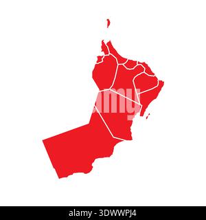 Abstract Red Oman Map With Cities, vector editable design, can be used for business or presentation design. Stock Vector
