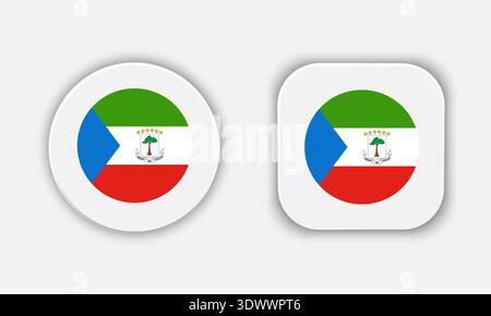 Equatorial Guinea Rounded National Flag Button Icon, vector editable design, can be used for business or presentation design. Stock Vector