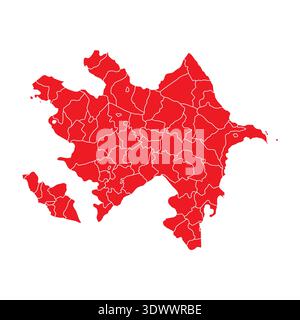 Abstract Red Azerbaijan Map With Cities, vector editable design, can be used for business or presentation design. Stock Vector