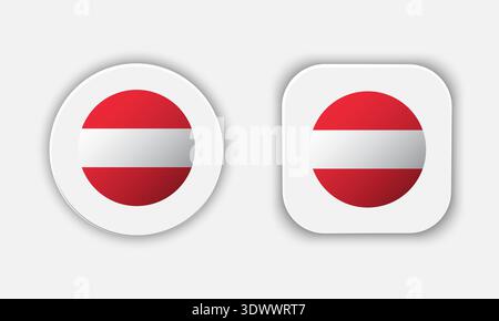 Austria Rounded National Flag Button Icon, vector editable design, can be used for business or presentation design. Stock Vector