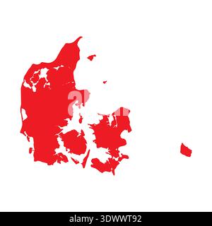 Abstract Red Denmark Simple Map, vector editable design, can be used for business or presentation design. Stock Vector