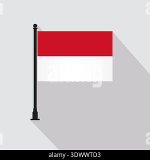 Flat Indonesia Rectangle Flag Pole In Official Colors, vector editable design, can be used for business or presentation design. Stock Vector