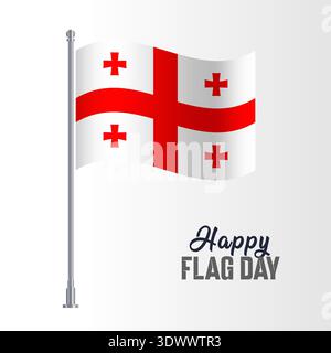Georgia Flag Pole Vector Illustration Wavy Flag Pole Happy Flag Day, vector editable design, can be used for business or presentation design. Stock Vector