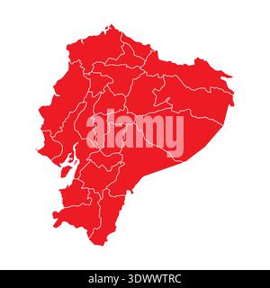 Abstract Red Ecuador Map With Cities, vector editable design, can be used for business or presentation design. Stock Vector