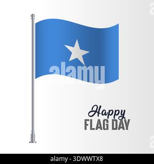 Somalia Flag Pole Vector Illustration Wavy Flag Pole Happy Flag Day, vector editable design, can be used for business or presentation design. Stock Vector