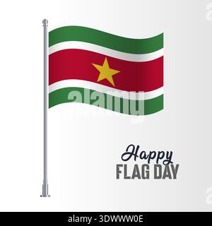 Suriname Flag Pole Vector Illustration Wavy Flag Pole Happy Flag Day, vector editable design, can be used for business or presentation design. Stock Vector