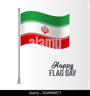 Iran Wavy Flag Pole Happy Flag Day, vector editable design, can be used for business or presentation design. Stock Vector