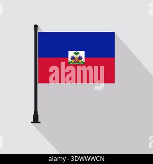 Flat Haiti Rectangle Flag Pole In Official Colors, vector editable design, can be used for business or presentation design. Stock Vector