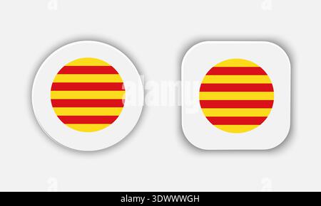 Catalonia Rounded National Flag Button Icon, vector editable design, can be used for business or presentation design. Stock Vector