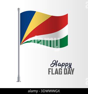Seychelles Flag Pole Vector Illustration Wavy Flag Pole Happy Flag Day, vector editable design, can be used for business or presentation design. Stock Vector