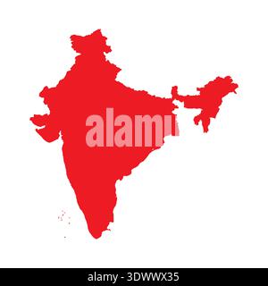 Abstract Red India Simple Map, vector editable design, can be used for business or presentation design. Stock Vector