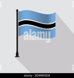 Botswana Waving Flag Pole Vector Illustration, vector editable design, can be used for business or presentation design. Stock Vector