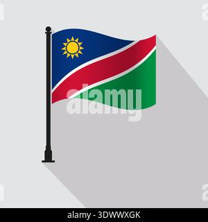 Namibia Waving Flag Pole Vector Illustration, vector editable design, can be used for business or presentation design. Stock Vector
