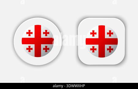 Georgia Rounded National Flag Button Icon, vector editable design, can be used for business or presentation design. Stock Vector