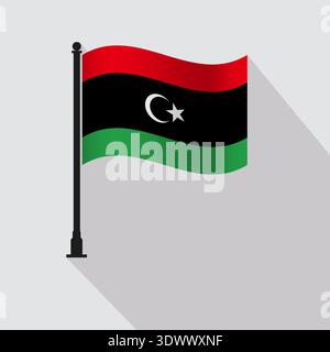 Libya Waving Flag Pole Vector Illustration, vector editable design, can be used for business or presentation design. Stock Vector