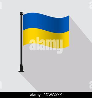 Ukraine Waving Flag Pole Vector Illustration, vector editable design, can be used for business or presentation design. Stock Vector