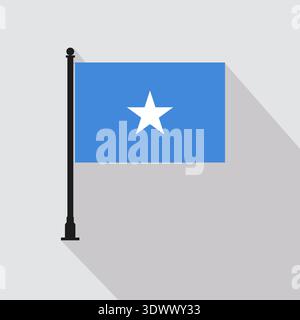 Flat Somalia Rectangle Flag Pole In Official Colors, vector editable design, can be used for business or presentation design. Stock Vector