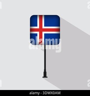 Iceland Flag Pole Vector Illustration, vector editable design, can be used for business or presentation design. Stock Vector