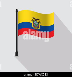 Ecuador Waving Flag Pole Vector Illustration, vector editable design, can be used for business or presentation design. Stock Vector
