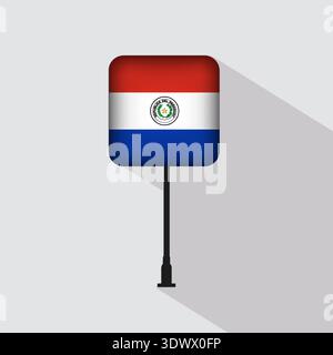Paraguay Flag Pole Vector Illustration, vector editable design, can be used for business or presentation design. Stock Vector