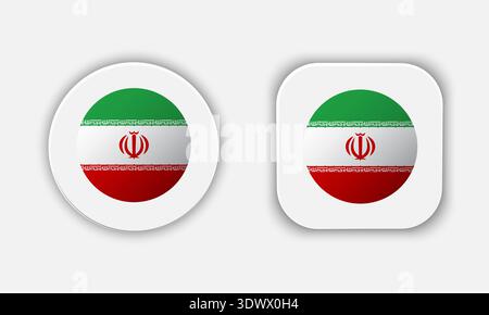Iran Rounded National Flag Button Icon, vector editable design, can be used for business or presentation design. Stock Vector