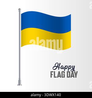 Ukraine Flag Pole Vector Illustration Wavy Flag Pole Happy Flag Day, vector editable design, can be used for business or presentation design. Stock Vector