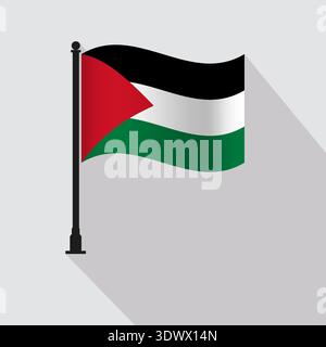Palestine Waving Flag Pole Vector Illustration, vector editable design, can be used for business or presentation design. Stock Vector