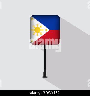 Philippines Flag Pole Vector Illustration, vector editable design, can be used for business or presentation design. Stock Vector