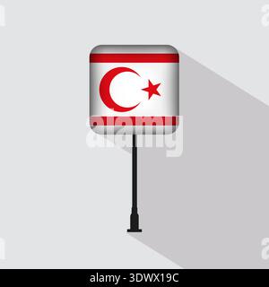 Northern Cyprus Flag Pole Vector Illustration, vector editable design, can be used for business or presentation design. Stock Vector
