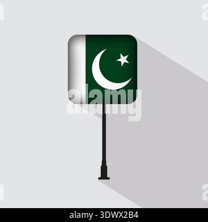 Pakistan Flag Pole Vector Illustration, vector editable design, can be used for business or presentation design. Stock Vector