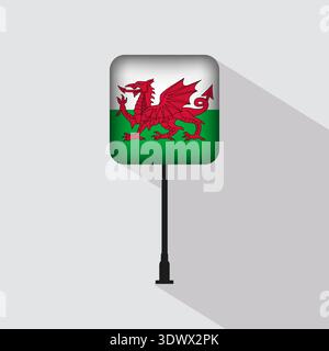 Wales Flag Pole Vector Illustration, vector editable design, can be used for business or presentation design. Stock Vector