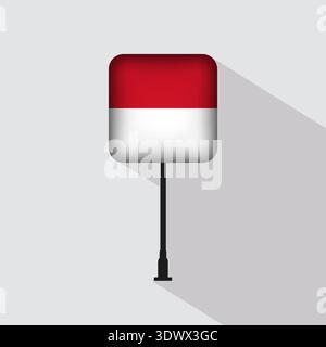 Indonesia Flag Pole Vector Illustration, vector editable design, can be used for business or presentation design. Stock Vector