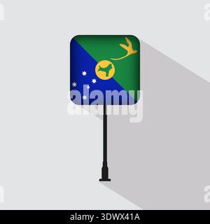 Christmas Island Square Flag Pole Vector Illustration, vector editable design, can be used for business or presentation design. Stock Vector