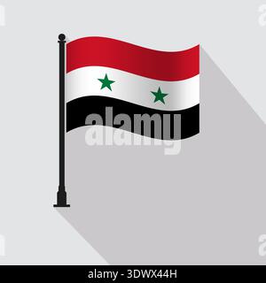 Syria Waving Flag Pole Vector Illustration, vector editable design, can be used for business or presentation design. Stock Vector