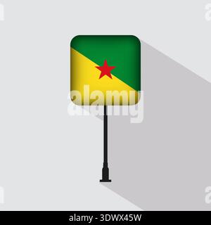 French Guiana Square Flag Pole Vector Illustration, vector editable design, can be used for business or presentation design. Stock Vector